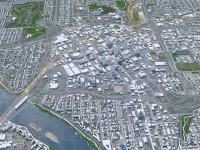 Tulsa City Oklahoma USA Low-poly 3D model