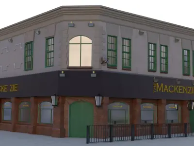 Restaurant pub Low-poly 3D model