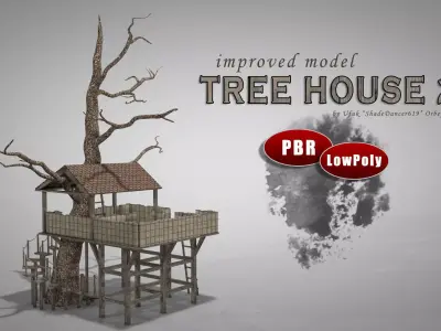 Cute Tree House Low-poly 3D model