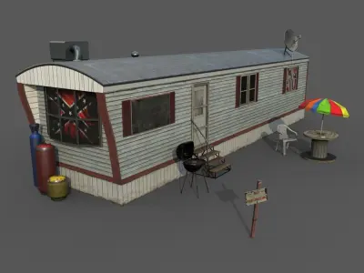 Mobile Home Game Ready Low-poly 3D model