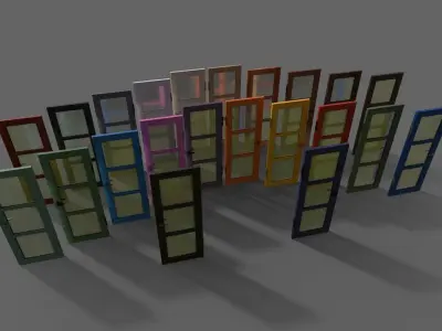 PBR Wood Door C2 Low-poly 3D model