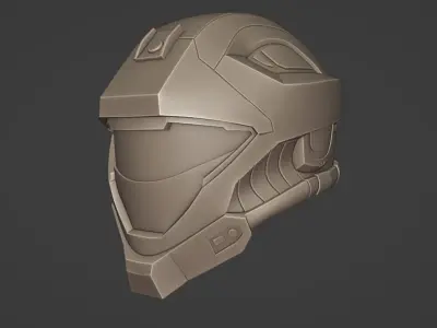 Halo Recon Helmet With Print Ready STL Low-poly 3D model
