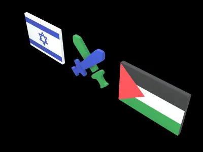Israel VS Palestine War Icon v1 001 Low-poly 3D model