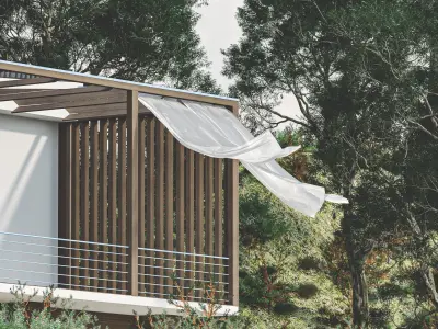 Outdoor Hotel Room Low-poly 3D model