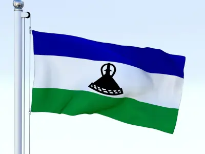 Animated Lesotho Flag Low-poly 3D model