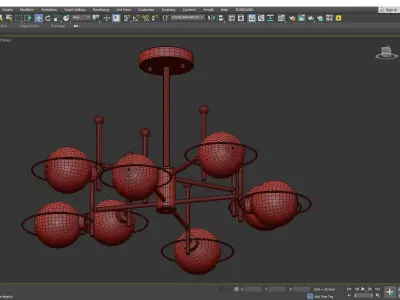 Black Round Ceiling Light Fixture Modernism 8 Lights Low-poly 3D model