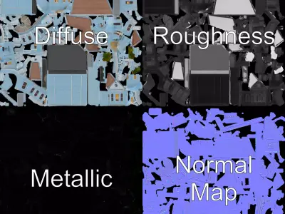 Victorian Blue House model pack Low-poly 3D model