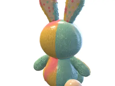 Pastel Patchwork Bunny Plush 3D model