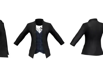 Mens Slim Fit Standing Collar Jacket With Top Low-poly 3D model