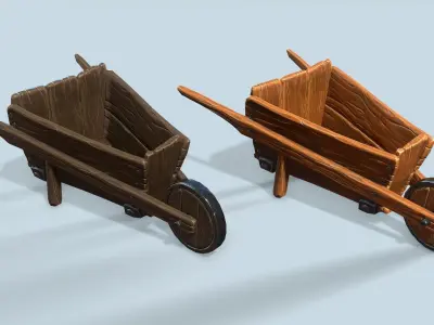 Wooden cart with ore stylized Low-poly 3D model