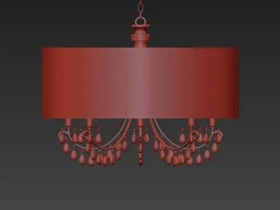 Hampton 8 Light Drum Shade Chrome Chandelier 3D model