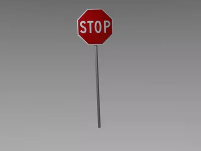 Stop sign Low-poly 3D model
