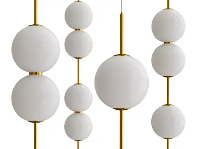 VOKE collection four spheres hanging from gold rods Low-poly 3D model