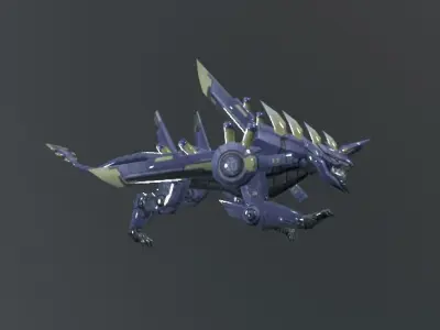 Mecha Dog Fantasy Low-poly 3D model
