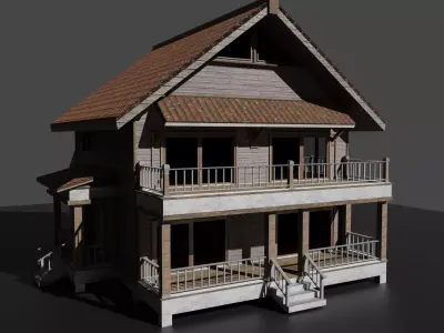 GameReady Low Poly Modern House Low-poly 3D model