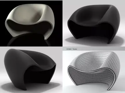 L four different chairs 3D model