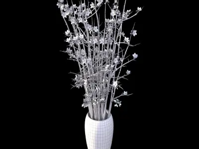 Yellow Forsythia in Vase 3D model