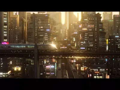 3D Cyberpunk Asian City Scene 3D model