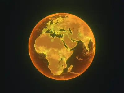 Gold Hologram Planet Earth Hologram Sci-Fi 3D Model Low-poly 3D model