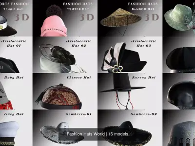 Fashion Hats World 3D Model Pack