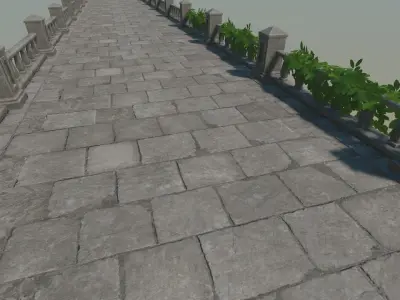 Ancient Stone Bridge - Modular Game Props Low-poly 3D model