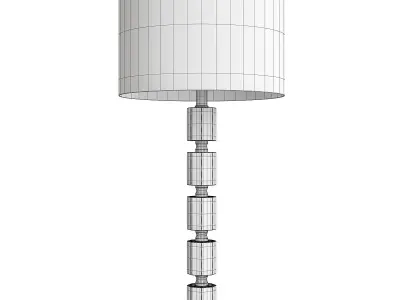 Crystal Bamboo Pole Burlap Shade Table Lamp Low-poly 3D model