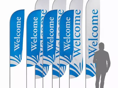 Flag set 2 welcome flags 3D model