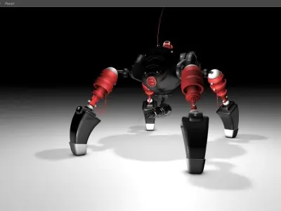 Quadrobot with a Rig 3D model