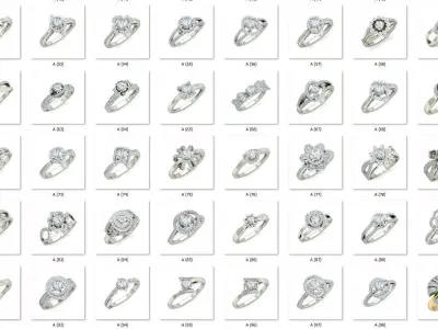 Diamond Engagement  ring 50 cad files   part 02 3D print model