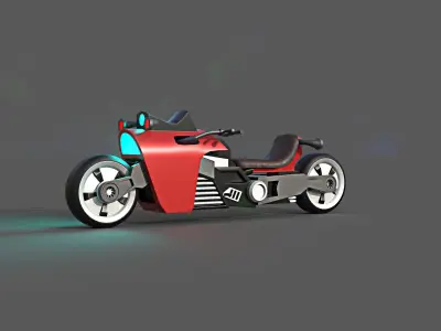 Sci-fi Bike Game Ready 9 Low-poly 3D model