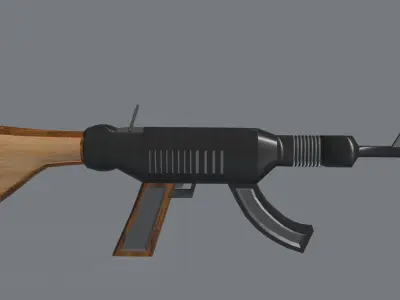 Mashine gun concept design Low-poly 3D model