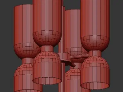 Lightmaker four light chandelier in brass with glass shades 3D model