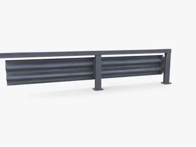 Tileable single sided traffic barrier guardrail V1 Low-poly 3D model
