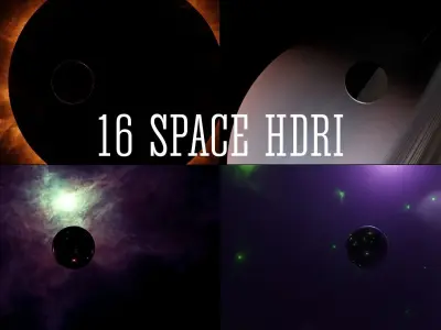 16  Space realistic HDRI Sci-fi 3D Model pack Low-poly 3D model