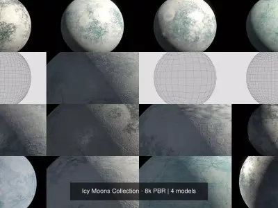 Icy Moons Collection - 8k PBR 3D Model Pack