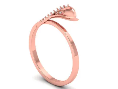 Solitaire Wedding Engagement Women Light Weight Bypass Rings 3D print model 4