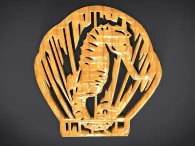 Window ventilation ornaments with Seahorse motifs Low-poly 3D model