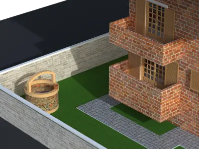 Villa and Wheelchair Elevator 3D model