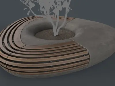 Modern Outdoor Bench 109 PBR Game Ready Low-poly 3D model
