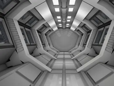 Sci Fi Corridor Low-poly 3D model shop