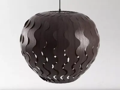 Belle pendant light made of wood 3D model
