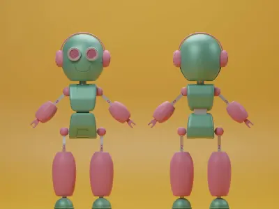 Robot cartoon character  Low-poly 3D model