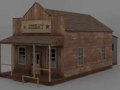 Western Sheriff Office and Jail Low-poly 3D model