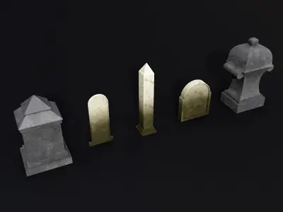 Tombstone low poly 3d model gravestones Low-poly 3D model