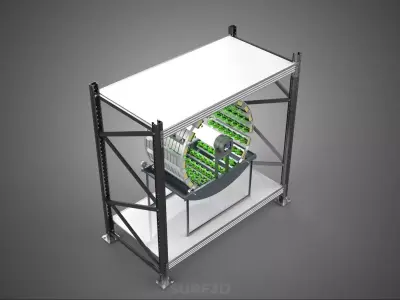 SHELF RACK ROTARY HYDROPONIC SPIN GARDEN PLANT FARM SYSTEM WHEEL 3D model