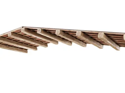 Wooden ceiling with ceramic tiles  3D model