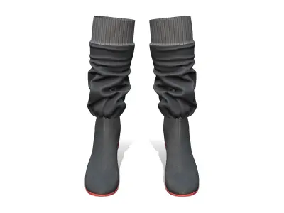 Sci-fi Wrinkled  Midcalf High Heel Boots Low-poly 3D model