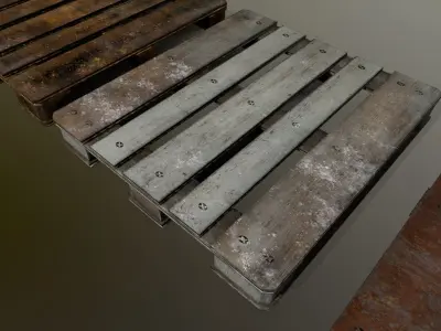 pallet three wooden pallets Low-poly 3D model