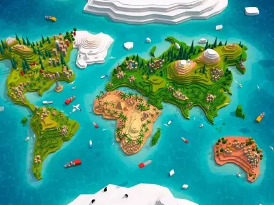 Cartoon Low Poly Earth World Map 2 Low-poly 3D model