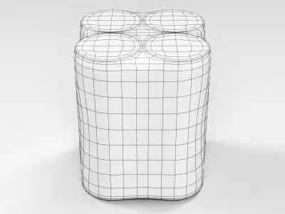 4 Shrinkwrapped 330ml Sleek cans 3D model